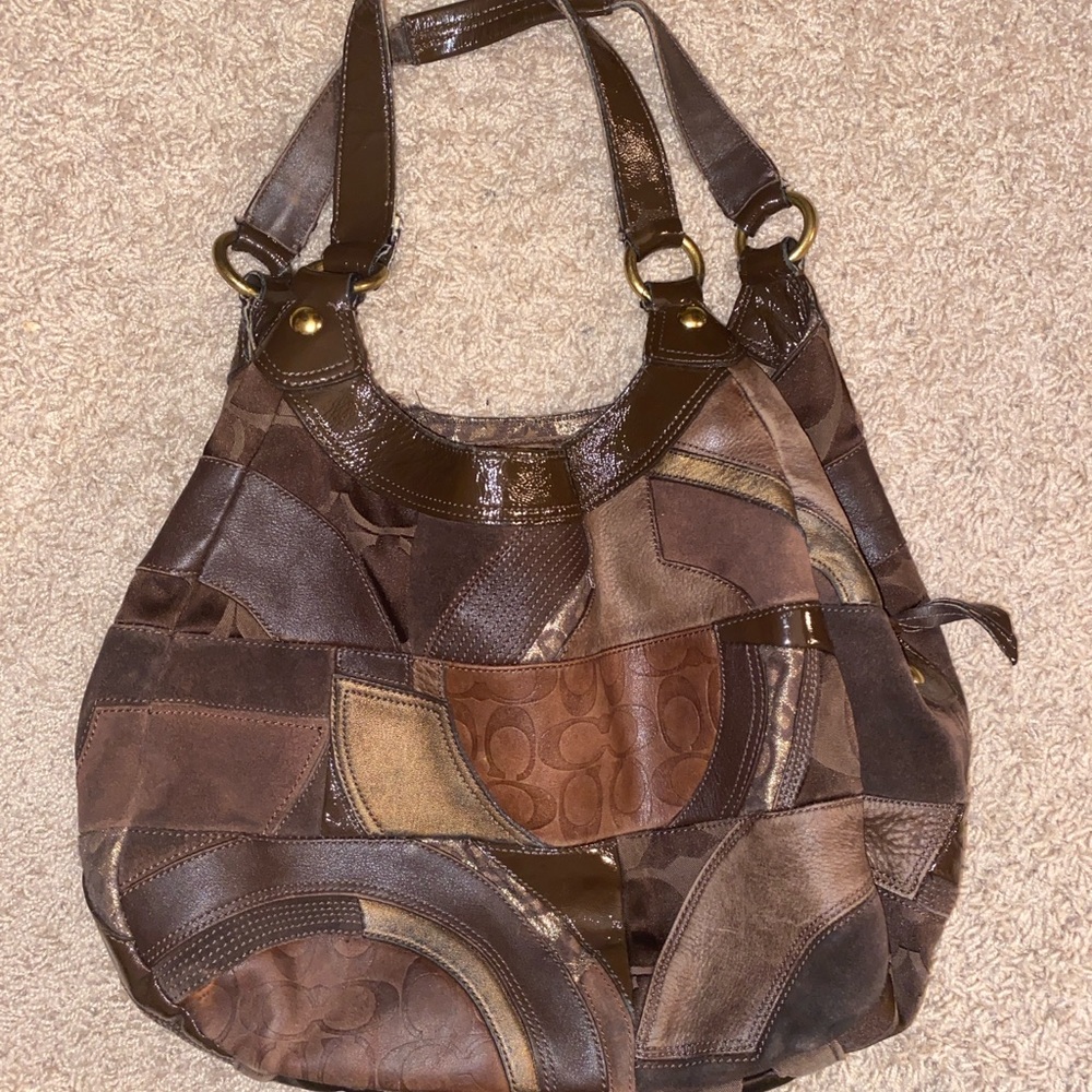 Coach Ocelot Patchwork Suede & Leather East West Tote